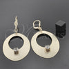 Arete Colgante 60.008 Oro Laminado, con Blanca Zirconia Cubica, Pulido, Tono Dorado