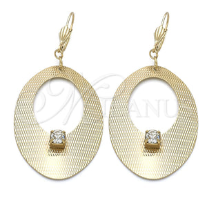 Arete Colgante 60.008 Oro Laminado, con Blanca Zirconia Cubica, Pulido, Tono Dorado
