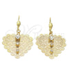 Arete Colgante 69.014 Oro Laminado, Diseño de Corazón, con Blanca Zirconia Cubica, Diamantado, Tono Dorado