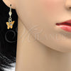 Arete Colgante 69.011 Oro Laminado, Diseño de Mariposa, con Blanca Zirconia Cubica, Diamantado, Tono Dorado