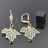 Arete Colgante 73.008 Oro Laminado, Diseño de Oja, con Blanca Zirconia Cubica, Diamantado, Tono Dorado