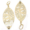 Arete Colgante 68.003 Oro Laminado, Diseño de Oja y Libélula, con Blanca Cristal, Diamantado, Tono Dorado