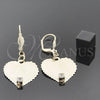Arete Colgante 73.004 Oro Laminado, Diseño de Corazón, con Blanca Zirconia Cubica, Pulido, Tono Dorado