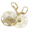 Arete Colgante 69.004 Oro Laminado, Diseño de Flor, con Blanca Cristal, Pulido, Tono Dorado