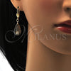 Arete Colgante 73.012 Oro Laminado, Diseño de Gota, con Blanca Cristal, Diamantado, Tono Dorado