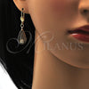 Arete Colgante 73.012 Oro Laminado, Diseño de Gota, con Blanca Cristal, Diamantado, Tono Dorado