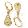 Arete Colgante 73.012 Oro Laminado, Diseño de Gota, con Blanca Cristal, Diamantado, Tono Dorado