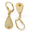 Arete Colgante 73.012 Oro Laminado, Diseño de Gota, con Blanca Cristal, Diamantado, Tono Dorado