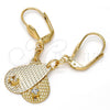 Arete Colgante 73.012 Oro Laminado, Diseño de Gota, con Blanca Cristal, Diamantado, Tono Dorado