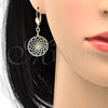 Arete Colgante 73.01 Oro Laminado, con Blanca Zirconia Cubica, Pulido, Tono Dorado