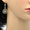 Arete Colgante 73.01 Oro Laminado, con Blanca Zirconia Cubica, Pulido, Tono Dorado