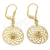 Arete Colgante 73.01 Oro Laminado, con Blanca Zirconia Cubica, Pulido, Tono Dorado