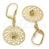 Arete Colgante 73.01 Oro Laminado, con Blanca Zirconia Cubica, Pulido, Tono Dorado