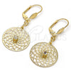 Arete Colgante 73.01 Oro Laminado, con Blanca Zirconia Cubica, Pulido, Tono Dorado