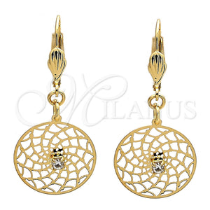 Arete Colgante 73.01 Oro Laminado, con Blanca Zirconia Cubica, Pulido, Tono Dorado