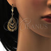 Arete Colgante 61.002 Oro Laminado, Diseño de Gota, con Blanca Cristal, Pulido, Tono Dorado