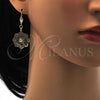 Arete Colgante 69.005 Oro Laminado, Diseño de Flor, con Blanca Cristal, Pulido, Tono Dorado