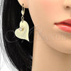 Arete Colgante 77.002 Oro Laminado, Diseño de Corazón, con Blanca Cristal, Diamantado, Tono Dorado
