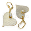 Arete Colgante 77.002 Oro Laminado, Diseño de Corazón, con Blanca Cristal, Diamantado, Tono Dorado