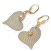 Arete Colgante 77.002 Oro Laminado, Diseño de Corazón, con Blanca Cristal, Diamantado, Tono Dorado