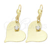 Arete Colgante 77.002 Oro Laminado, Diseño de Corazón, con Blanca Cristal, Diamantado, Tono Dorado