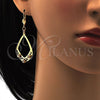 Arete Colgante 89.003 Oro Laminado, Diseño de Gota, con Blanca Cristal, Pulido, Tono Dorado