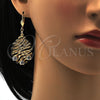 Arete Colgante 73.011 Oro Laminado, Diseño de Oja, con Blanca Cristal, Mate, Tono Dorado