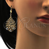 Arete Colgante 73.011 Oro Laminado, Diseño de Oja, con Blanca Cristal, Mate, Tono Dorado
