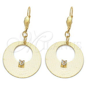 Arete Colgante 02.64.0063 Oro Laminado, con Blanca Zirconia Cubica, Pulido, Tono Dorado