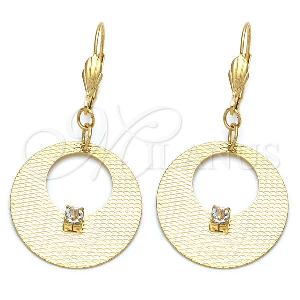 Arete Colgante 02.64.0063 Oro Laminado, con Blanca Zirconia Cubica, Pulido, Tono Dorado