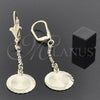 Arete Largo 02.63.1285 Oro Laminado, con Blanca Zirconia Cubica, Pulido, Tono Dorado