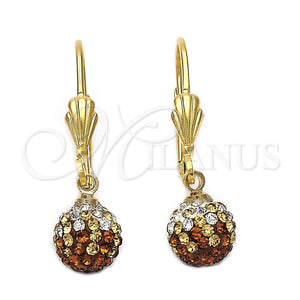 Arete Colgante 5.120.013 Oro Laminado, Diseño de Bola, con Multicolor Cristal, Pulido, Tono Dorado