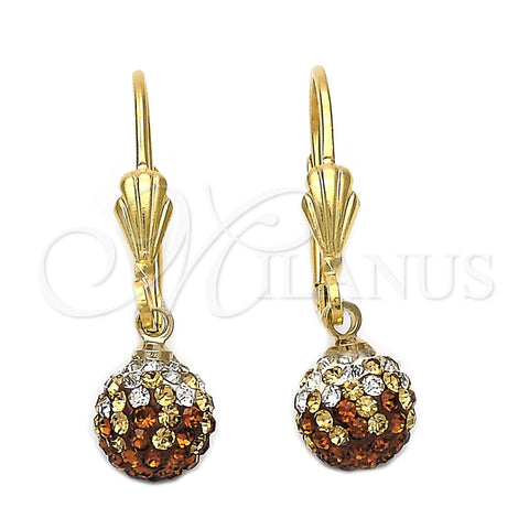 Arete Colgante 5.120.013 Oro Laminado, Diseño de Bola, con Multicolor Cristal, Pulido, Tono Dorado