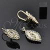 Juego de Arete y Dije de Adulto 5.057.006 Oro Laminado, con Blanca Zirconia Cubica, Pulido, Tono Dorado