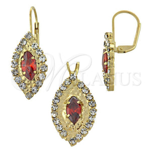 Juego de Arete y Dije de Adulto 5.057.008 Oro Laminado, con Blanca Zirconia Cubica, Pulido, Tono Dorado