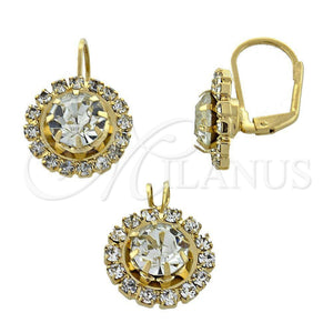 Juego de Arete y Dije de Adulto 5.057.010 Oro Laminado, con Blanca Zirconia Cubica, Pulido, Tono Dorado
