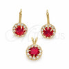Juego de Arete y Dije de Adulto 5.057.012 Oro Laminado, con Blanca Zirconia Cubica, Pulido, Tono Dorado