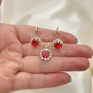 Juego de Arete y Dije de Adulto 5.057.012 Oro Laminado, con Blanca Zirconia Cubica, Pulido, Tono Dorado