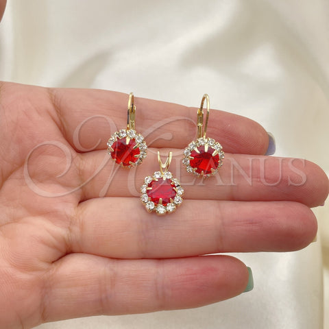 Juego de Arete y Dije de Adulto 5.057.012 Oro Laminado, con Blanca Zirconia Cubica, Pulido, Tono Dorado