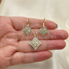 Juego de Arete y Dije de Adulto 5.056.006 Oro Laminado, con Blanca Zirconia Cubica, Pulido, Tono Dorado