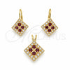 Juego de Arete y Dije de Adulto 5.056.007 Oro Laminado, con Blanca Zirconia Cubica, Pulido, Tono Dorado