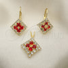 Juego de Arete y Dije de Adulto 5.056.008 Oro Laminado, con Blanca Zirconia Cubica, Pulido, Tono Dorado