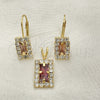 Juego de Arete y Dije de Adulto 5.057.015 Oro Laminado, con Blanca Zirconia Cubica, Pulido, Tono Dorado