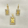 Juego de Arete y Dije de Adulto 5.057.014.1 Oro Laminado, con Champan and Blanca Zirconia Cubica, Pulido, Tono Dorado