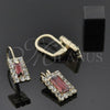 Juego de Arete y Dije de Adulto 5.057.016 Oro Laminado, con Blanca Zirconia Cubica, Pulido, Tono Dorado