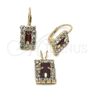 Juego de Arete y Dije de Adulto 5.057.016 Oro Laminado, con Blanca Zirconia Cubica, Pulido, Tono Dorado