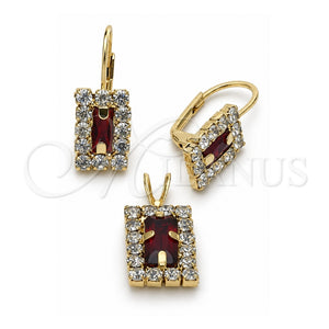 Juego de Arete y Dije de Adulto 5.057.016 Oro Laminado, con Blanca Zirconia Cubica, Pulido, Tono Dorado