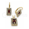 Juego de Arete y Dije de Adulto 5.057.016 Oro Laminado, con Blanca Zirconia Cubica, Pulido, Tono Dorado