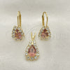 Juego de Arete y Dije de Adulto 5.056.015 Oro Laminado, con Blanca Zirconia Cubica, Pulido, Tono Dorado