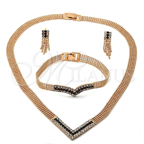 Collar, Pulsera y Dije 5.014.003 Oro Laminado, con Blanca Zirconia Cubica, Pulido, Tono Dorado
